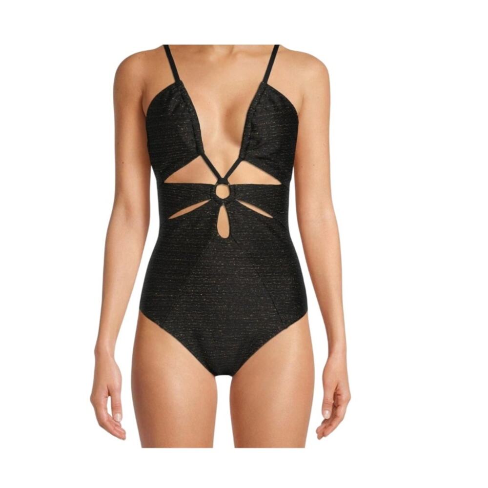 Time and Tru large cut out keyhole metallic shimmer one piece swimsuit SW 3030